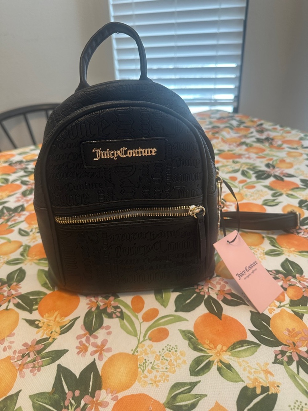 Juicy Couture Black Mini Backpack with Gold Hardware